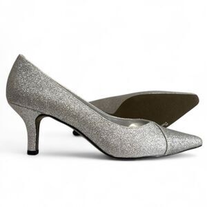 EASY STREET Silver Glitter Chiffon Pumps, NEW! Size 10 M